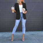 Womens Casual Blazers Open Front Long Sleeve Work Office Suit Jackets Blazer - Image 6