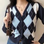 Diamond Knit Cardigan Sweater