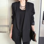 Solid Long Style Black Women Jacket and Blazer Female Notched Collar Asymmetrical Chic Ladies Blazers feminino - Image 4