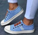 Laceless Canvas Casual Shoes Fashion Sneakers Flat Platform Loafers - Image 5