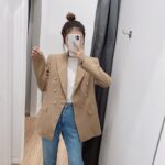 Simple Style Buttoned Casual Blazer Jacket Women - Image 4