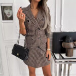 Fashion Printing Plaid Blazer Dress Women - Image 3