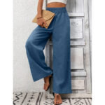 Cinched Pleated Loose Wide-leg Straight Pants - Image 3