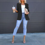 Womens Casual Blazers Open Front Long Sleeve Work Office Suit Jackets Blazer - Image 5