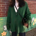 Lazy Style Knit Sweater Cardigan Jacket V-neck Blouse Women - Image 4