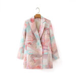 Graffiti Printing Double Breasted Blazer For Women - Image 3