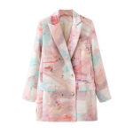 Graffiti Printing Double Breasted Blazer For Women - Image 6
