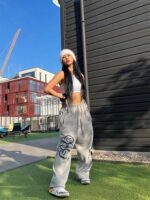 Graffiti Letter Loose Straight-leg Wide-leg Pants - Image 4