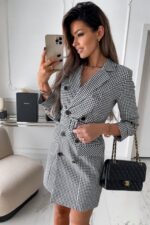 Fashion Printing Plaid Blazer Dress Women - Image 6