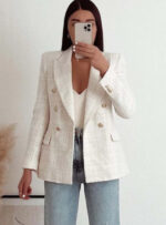 Urban Casual Women Textured Double Breasted Blazer - Image 4
