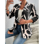 Women's Abstract Print Blazer Button Front Lapel Long Sleeve Office Blazer Elegant Work Jacket For Women - Image 6