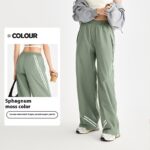 Side Striped Straight Wide-leg Pants