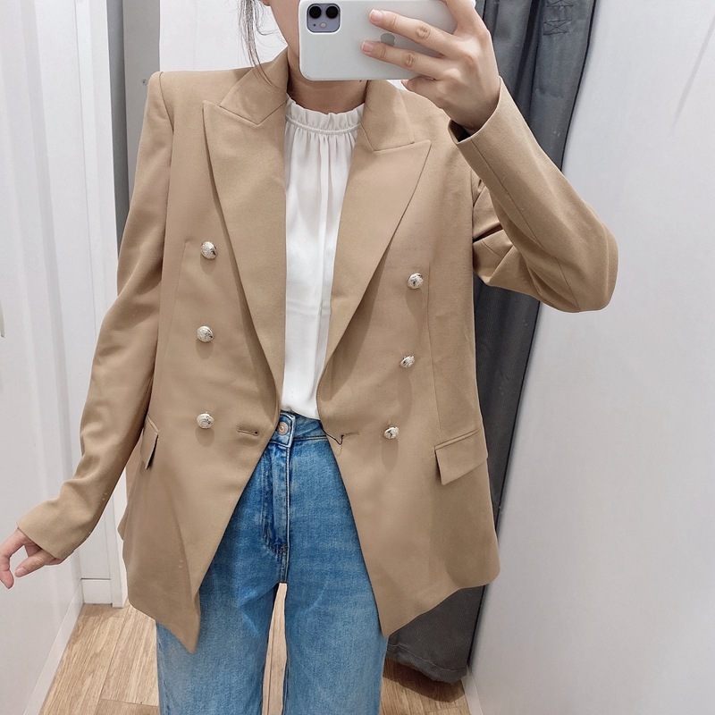 837799930957.jpg Simple Style Buttoned Casual Blazer Jacket Women - Image 1