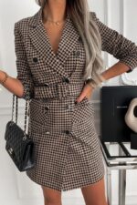 Fashion Printing Plaid Blazer Dress Women - Image 7