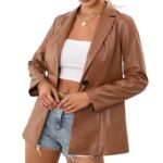 PU Motorcycle Leather Jacket Blazer Top Women - Image 5