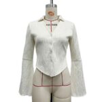 Lapel Cardigan Flare Sleeve Blouse Women - Image 5