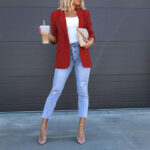 Womens Casual Blazers Open Front Long Sleeve Work Office Suit Jackets Blazer - Image 2