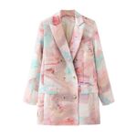 Graffiti Printing Double Breasted Blazer For Women - Image 5