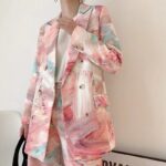 Graffiti Printing Double Breasted Blazer For Women - Image 2