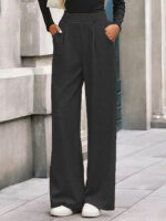 Solid Color Straight-leg Wide-leg Pants Women - Image 10